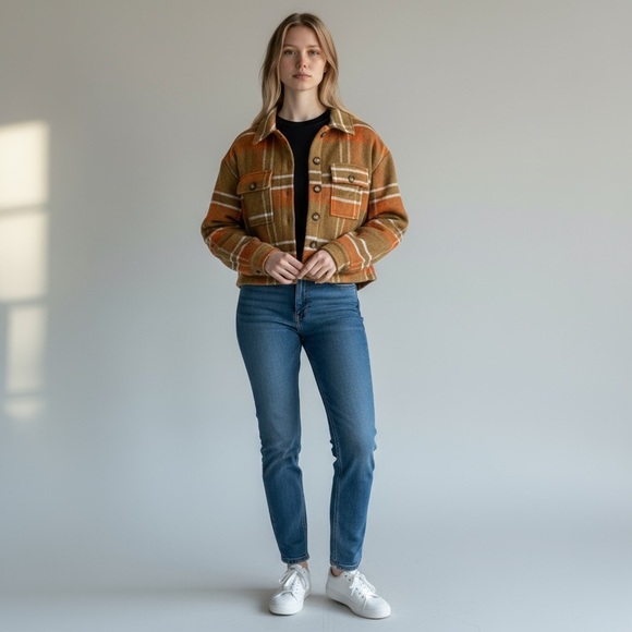 HYFVE Plaid Button Front Long Sleeve Shacket Jacket Women’s Size Small - Picture 3 of 10